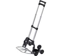 Meister 8985840 Diable à marches - Charge maximale : 80 kg - 3 x 3 escaliers - Pliable avec Roues - Poignée réglable en Hauteur sur Trois Niveaux - en Aluminium - Diable à Main pour Cage d'escalier -