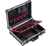 Meister 9095070 Mallette à outils vide - 460 x 320 x 140 mm - Répartition individuelle - 15 poches à outils - Avec bandes élastiques - Charge maximale : 15 kg - Mallette solide en aluminium
