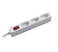 Meister Barrette multiprises avec fiche Euro, 3 fois, 1,4 m, blanc, commutateurs, IP20