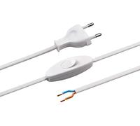 Meister Câble d'alimentation européen avec interrupteur - 2 m - Blanc - Câble en plastique H03VVH2-F2X0,75-2 fils - IP20 - Câble de raccordement avec fiche européenne - Câble de raccordement