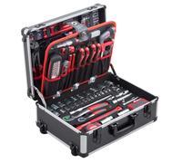 Meister Chariot à outils 156 pièces - Ensemble d'outils - Avec roulettes - Poignée télescopique / Mallette à outils professionnelle remplie / Boîte à outils roulante / 8971440