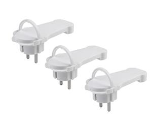 Meister Fiche Plate Blanche - Lot Pratique de 3 pièces - avec Arceau Rabattable - Convient pour Les câbles avec Section de câble de 1,5 mm² - IP20 intérieur/fiche de Contact de Protection Extra
