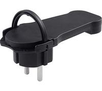 Meister Fiche Plate Noire - avec Arceau Rabattable - Convient pour Les câbles avec Section de câble de 1,5 mm² - Intérieur IP20 / fiche coudée Extra Plate/fiche Schuko / 7421080, 1 pièce