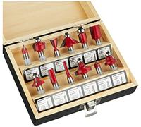 Meister Lot de 12 fraises - Pour le travail du bois - Pour défonceuse avec tige de 8 mm - En métal dur - Fraise à rainurer - Fraise à affleurer - Fraise quart de tige - Fraise à gorge - 5644460