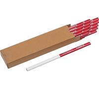 Meister Lot de 15 crayons de charpentier - Longueur : 240 mm - Forme ovale - Dureté moyenne - Idéal pour dessiner et marquer - Rouge et blanc - 9446700