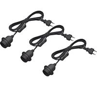 Meister Lot de 3 douilles E27-3,5 m - Noir - Avec interrupteur marche/arrêt - Idéal pour les projets de bricolage - Convient pour les lampes sur pied et suspensions/câble pour lampe