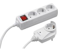 Meister Multiprise 3 Prises - 2 m - avec fiche supplémentaire - Blanc | Intérieur (IP20) - Interrupteur - Powersplit - Bloc multiprise avec protection contre les surtensions - Multiprise