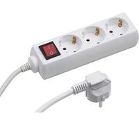 Meister Multiprise 3 Prises - Câble 3 m - Blanc - Câble en Plastique - IP20 - Intérieur - Interrupteur/multiprise/multiprise/multiprise/multiprise/multiprise / 3 Prises/Tido
