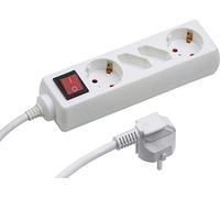 Meister Multiprise 4 Prises - Câble de 1,4 m - Blanc - Schuko + Euro - Câble en Plastique - IP20 Intérieur - Interrupteur/Multiprise/Multiprise/Prise de Table/Tido 4 Prises / 7430300