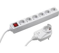 Meister Multiprise 6 Prises - 2 m - avec fiche supplémentaire - Blanc | Intérieur (IP20) - Interrupteur - Powersplit - Bloc multiprise avec protection contre les surtensions - Multiprise