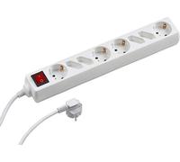Meister Multiprise 8 prises - Câble 1,4 m - Blanc - Schuko + Euro - Câble plastique - IP20 pour l'intérieur - Interrupteur/multiprise/prise de table/Tido 8 prises / 7430820