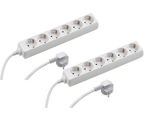 Meister prise, 6 prises, 2 pièces, câble de 5 m, blanc, IP20 intérieur, multiprise, Tido 7430480