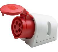 Meister Prise CEE - Montage en saillie - 5 Broches - Rouge - 400 V - 16 A - Section maximale de câble : 2,5 mm² (Fils Flexibles) et 4,0 mm² (Fils rigides) - IP44 extérieur/Prise Murale CEE / 7424010