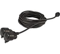 Meister Rallonge avec Contact de Protection - avec Double raccord - Câble de 10 m - Câble en Caoutchouc - IP44 Extérieur - Noir - Couplage avec Protection de Contact/Rallonge Schuko / 7435030