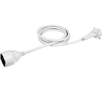 Meister Rallonge en Plastique avec fiche Plate 2 m - pour intérieur (IP20) - Coupleur Schuko - Blanc