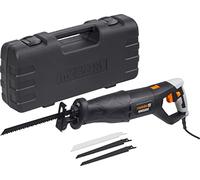 Meister Scie sabre 850 W, MMS850 - Présélection du nombre de course en continu - Changement de lame sans outil - Poignée rotative - Avec lames de scie/scie récipro avec lampe de travail LED/queue
