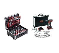 Meister Valise à outils 156 pièces, 8971440 & BLACK+DECKER BDCDC18BAFC-QW Perceuse visseuse sans fil - Chargeur inclus - 80 accessoires - Livrée en malette, 18V, Coffret, 2 Batteries