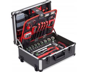 Meister Werkzeugrolley 156-teilig - Werkzeug-Set - Mit Rollen - Teleskophandgriff / Caisse à outils professionnelle remplie / Caisse à outils mobile sur roulettes / Caisse à outils complète avec outil