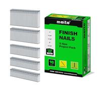 meite Clous de Finition Type 16G, Assortiment 5 Tailles (25mm, 32mm, 38mm, 50mm, 64mm - 500 Pieces Par Taille), Galvanises, Pack Projet 5 Tailles, Clous Pour Cloueuse Pneumatique 16GA, Lot de 2500