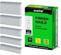 meite Lot de 2 000 clous de finition de calibre 16 - 4 tailles assorties - Clous de finition droits galvanisés pour cloueuse pneumatique sans fil sur armoires de moulage de couronnes (2,5 à 0,6 cm