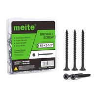 meite Lot de 93 vis pour cloison sèche - #8 x 64 mm - Vis à filetage grossier pour plaques de plâtre et sous-structures en bois - Noir - Tête cruciforme