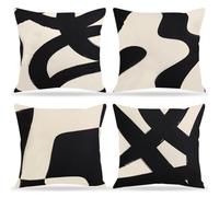 MEIVINES House Coussin 45x45 Décoratif Canapé Taie d'oreiller Motif Géométrique Housses de Coussin Housse de Coussin Décoration pour Chambre, canapé, Chaise, Lit,Jardin (Noir et Beige)