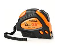 Meiwaltee Mètre Ruban auto-lock 7,5 M x 25 mm Largeur avec échelles lisibles en pouces et en métrique, lame renforcée en nylon,crochet magnétique et boîtier protecteur en caoutchouc.
