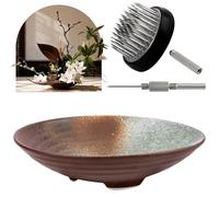 Meiwlong Kit de vase japonais Ikebana de 4,9 cm - Bols Kenzan en céramique pour arrangements floraux, décoration en forme de grenouille avec base en caoutchouc - Outil de fixation pour fleurs