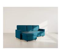 Meiya - canapé d'angle réversible 4 places convertible avec coffre en tissu
