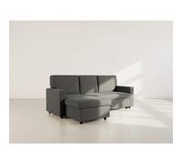 Meiya - canapé d'angle réversible 4 places convertible avec coffre en tissu
