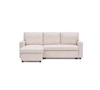 Bestmobilier Canapé d'angle Meiya convertible 4 places réversible avec coffre tissu Beige