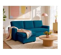 Meiya - canapé d'angle réversible 4 places convertible avec coffre en tissu