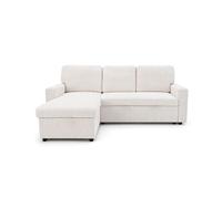 Meiya - Canapé d'angle réversible 4 places convertible avec coffre en tissu bouclette