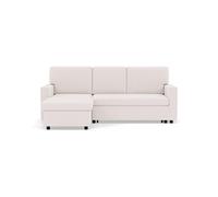Meiya - Canapé d'angle réversible 4 places convertible avec coffre en tissu bouclette - Beige