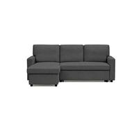Best mobilier Canapé d'angle Meiya 4 places réversible convertible avec coffre en tissu Gris foncé