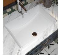 MEJE 202E Lavabo rectangulaire encastrable en céramique Blanc pur 60 x 40 cm