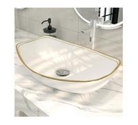 MEJE 56 x 40 cm Luxury Gold Bord ovale vasque au-dessus du comptoir, pot en céramique en porcelaine, lavabo, lavabo artificiel