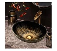 MEJE Lavabo de Salle de Bain Ovale en Forme d'Oeuf de 40,5 cm - Conception de Motif Antique - Au-Dessus du Comptoir - Or Vintage
