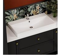 MEJE Lavabo de salle de bain rectangulaire à encastrer 78,7 x 45,7cm, blanc brillant (armoire NON incluse)