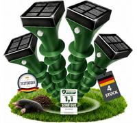 MEKEET Lot de 4 répulsifs solaires anti-taupes à ultrasons et vibrations contre les taupes et les campagnols, étanchéité IP65, respectueux des animaux, pour jardin, pelouse et parterres