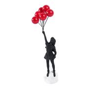 MEKLITRZ Statue De Fille avec Ballon en Forme Cœur Rouge, Sculpture en Résine, Décoration Artisanale, Sculpture d'art Moderne, Décoration Table for Chambre À Coucher, Bureau, Bibliothèque