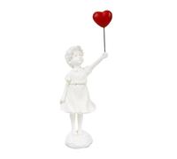 MEKLITRZ Statue De Fille avec Ballon en Forme Cœur Rouge, Sculpture en Résine, Décoration Artisanale, Sculpture d'art Moderne, Décoration Table for Chambre À Coucher, Bureau, Bibliothèque