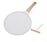 MEKOTRIN Poêle à Crêpes 24 cm, Crêpière avec Revêtement Antiadhésif - Tous Feux dont Induction, Poêle Pancake Gâteau Mille-feuille Soufflé Omelette Muffin Steak(Beige)