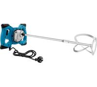 Mélangeur à béton et mortier - Mélangeur à main - 1400 W - Prise UE 220 V - 6 vitesses - 0-1200 tr/min - Agitateur spiralé 12 cm - Bleu