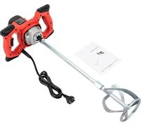 Mélangeur à mortier et béton - Mélangeur électrique à main - 1500 W 220 V - 6 vitesses 330-930 tr/min - Poignées ergonomiques - Tige de mélange 57,5 cm - Rouge