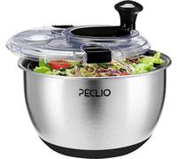 Mélangeur à salade en acier inoxydable 18/10 avec manivelle et cuve de 4,5 litres, lavable au lave-vaisselle