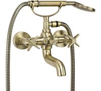 Mélangeur bain, avec set de douche deux poignées laiton