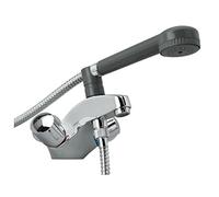 Mélangeur de bain-douche ULYSSE C monotrou avec bec fixe et ensemble douche 1 jet, têtes 15x21 à disques céramique, chro