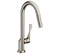 hansgrohe AXOR Citterio DN15 Mitigeur monocommande de cuisine DN15 250 avec douchette coulissante, 39835800, Couleur: Finition en acier inoxydable