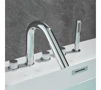 Mélangeur de douche 5 trous en laiton, double levier, montage sur pont | Bec pivotant, douchette incluse, double levier, disque en céramique, aérateur en nid d'abeille, facile à installer